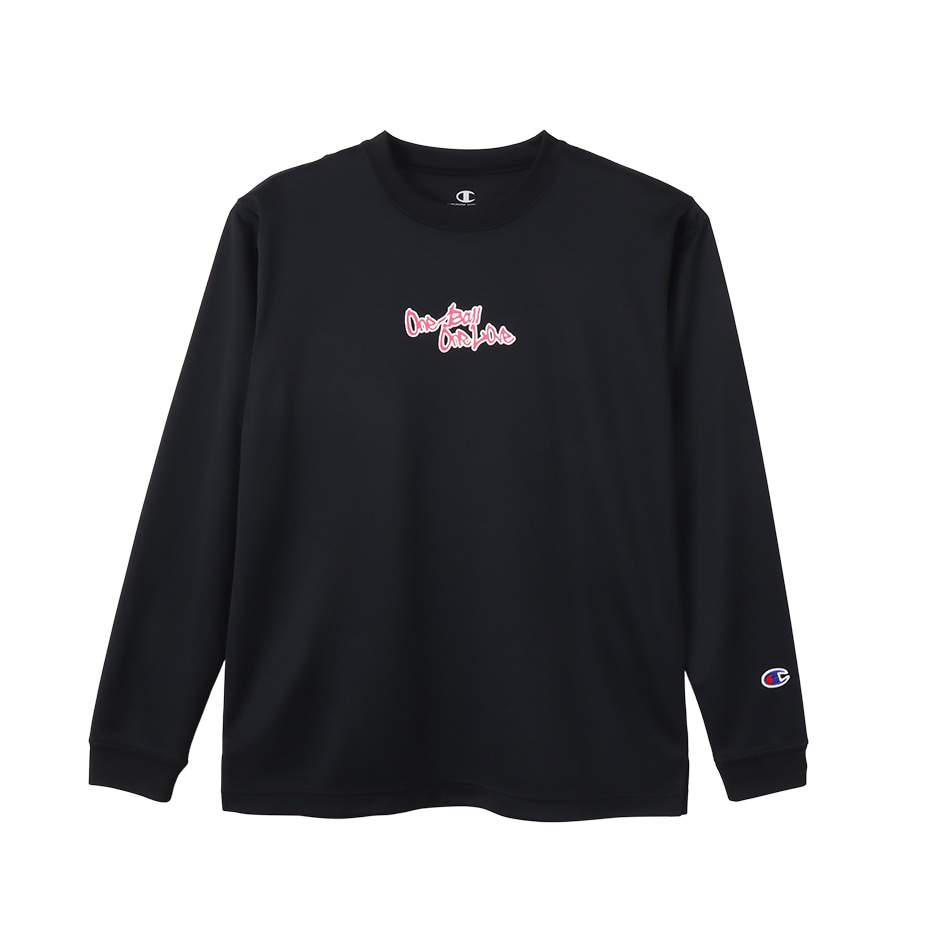 チャンピオン ジュニア OBOL ロングTシャツ【CK-YB415 107】ブラック/ピンク